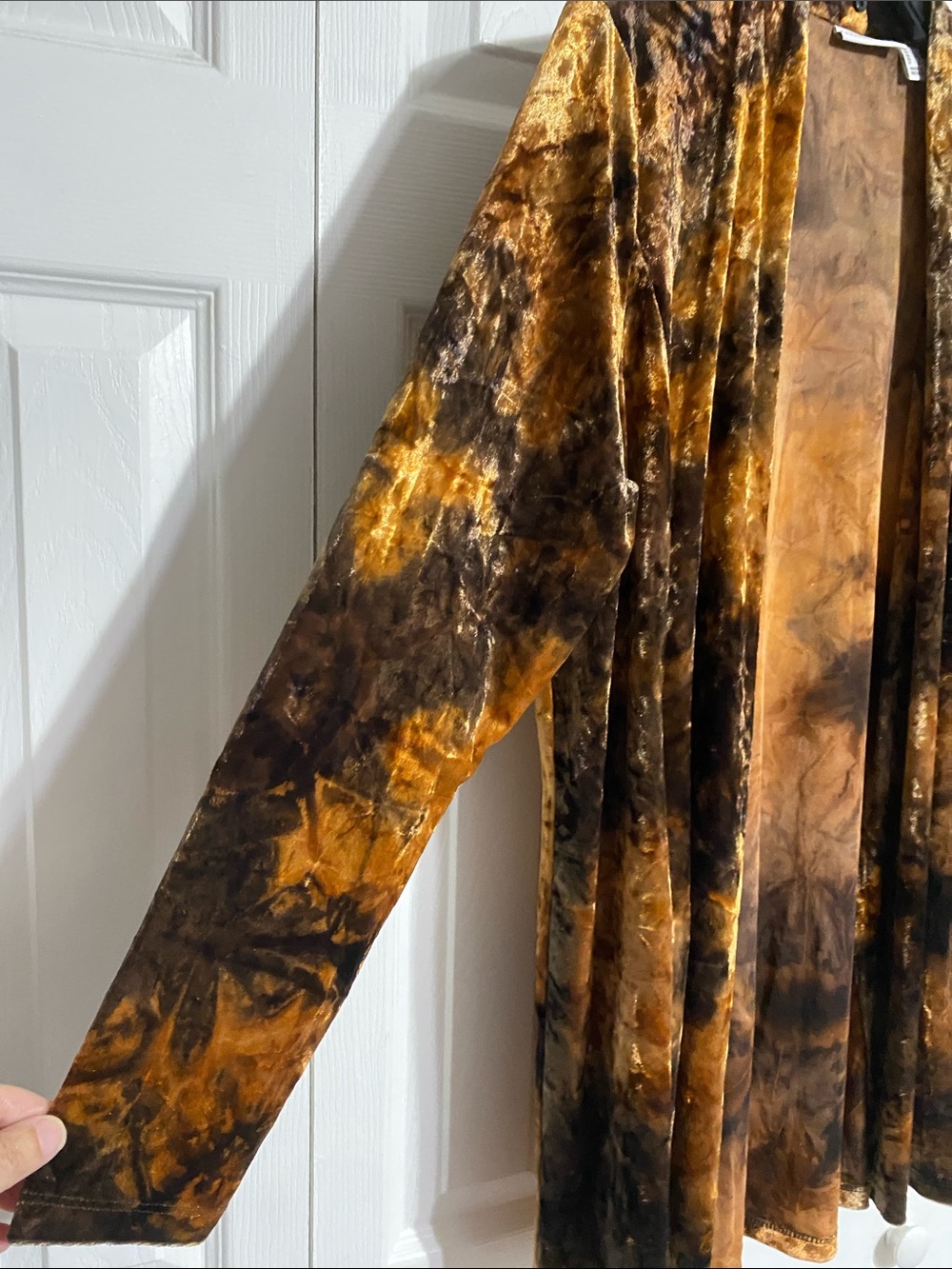 Susan Graver brown crushed velvet open cardigan jacket size LARGE - Picture 4 of 11
